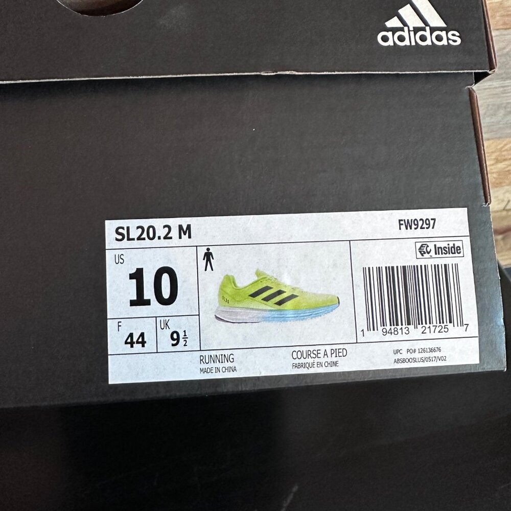 Adidas Mens SL20.2 M Running Shoes Used Yellow Blue Size Men 10 - Picture 16 of 16
